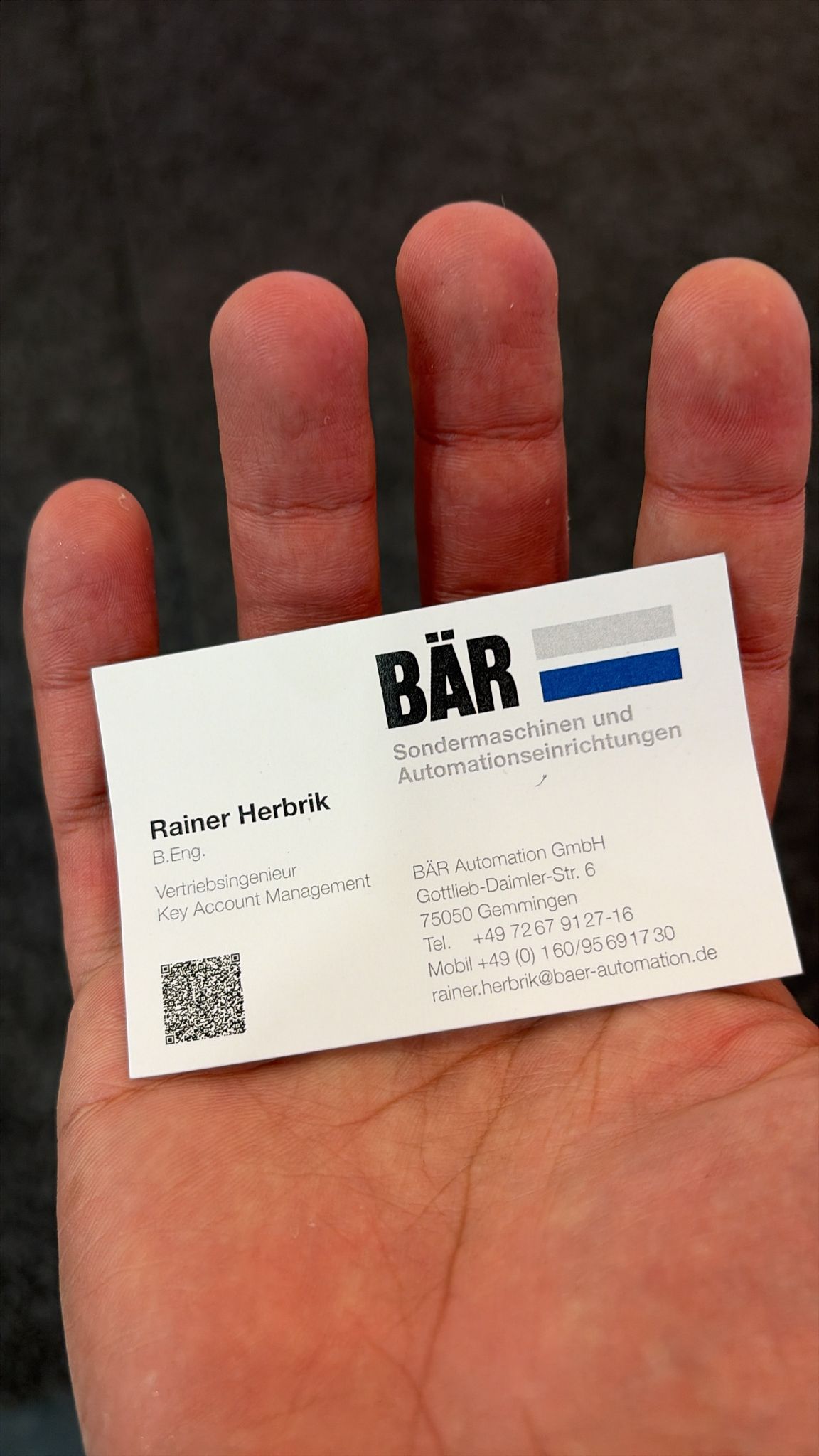 BÄR Automation business card, Rainer Herbrik