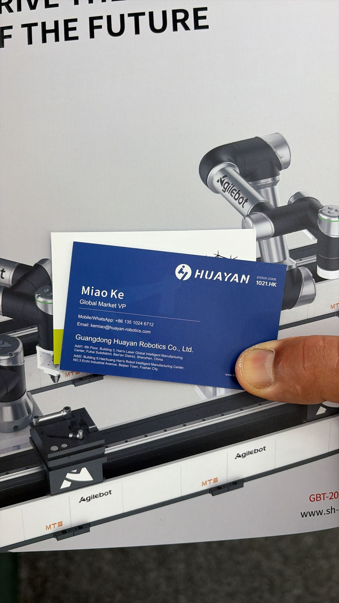 Huayan / Agilebot booth and business card