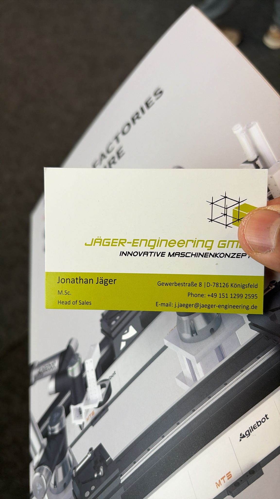 Jonathan Jäger's business card, Jäger-Engineering GmbH