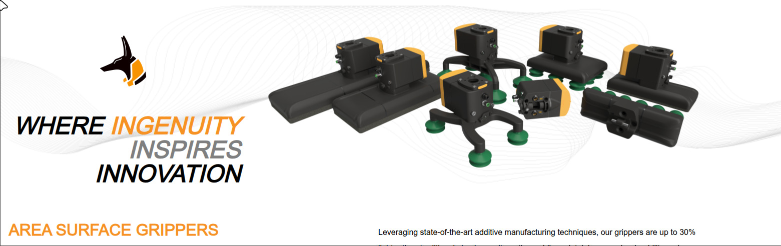Family of 3D-printed area surface vacuum grippers (Anubis 3D style)